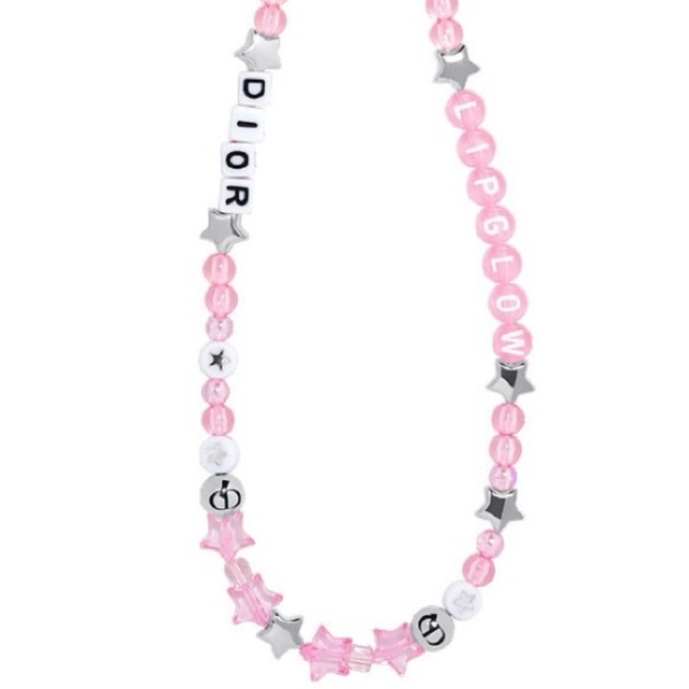 Dior Pink Beaded Key Ring